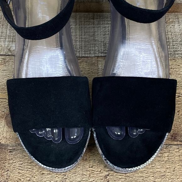 Splendid Felix Platform Wedge Sandals Ankle Wrap Neutral Stripe Black Size 9.5 - Picture 2 of 13